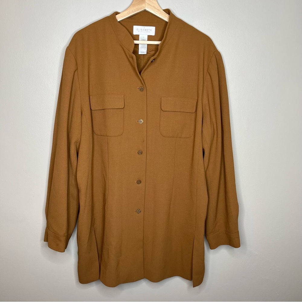 Elisabeth by Liz Claiborne Caramel Brown Button Down Long Sleeve Shirt